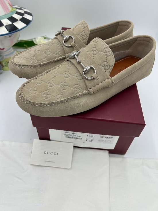 ***************Gucci Men’s GG Embossed Suede Driver Loafers Size 10/fits 10.5 US main image 8